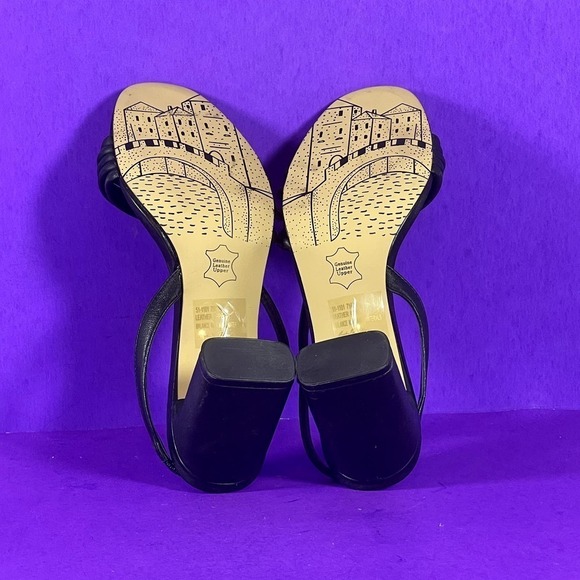 Bella Vita Women's Black Leather Slingback Block Heel Sandal Size 7.5 WW-NEW - Picture 6 of 7